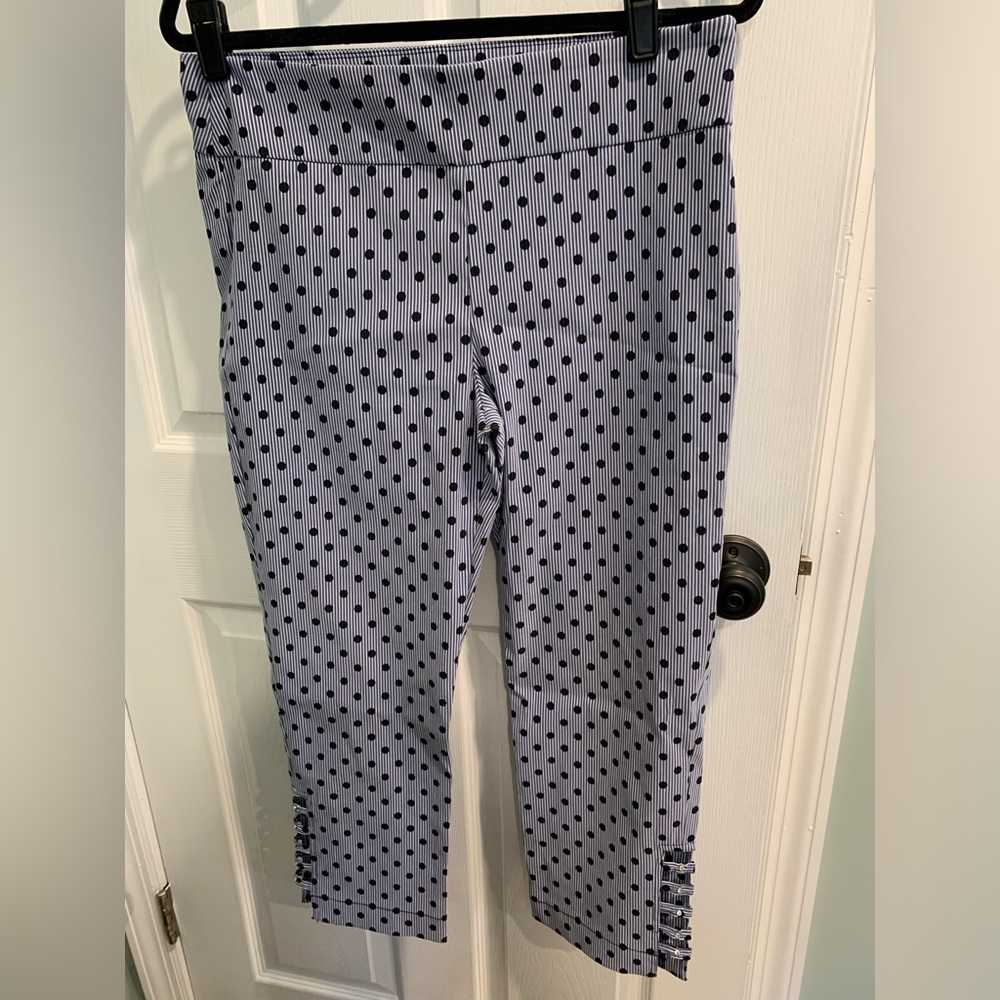 Attyre Blue Capri Pant With Stripes And Polka Dots 12